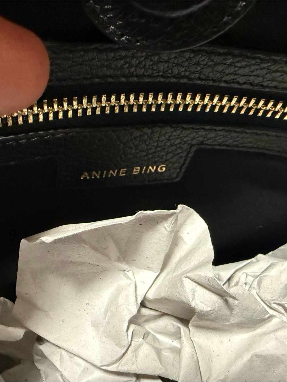Anine Bing Black Lili Tote with Embossed Logo - Picture 5 of 7